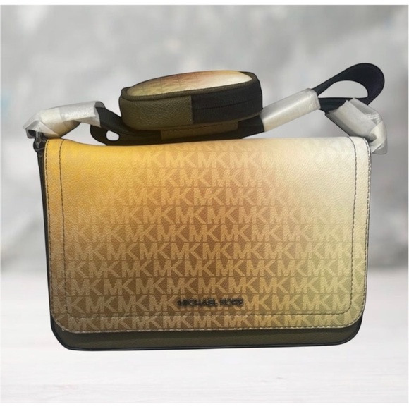 Michael Kors Cooper Mini Flap Crossboy With Pouch Olive Ombre Green Yellow - Picture 2 of 9